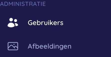 Zijbalk met het Administratie-menu en de optie Gebruikers